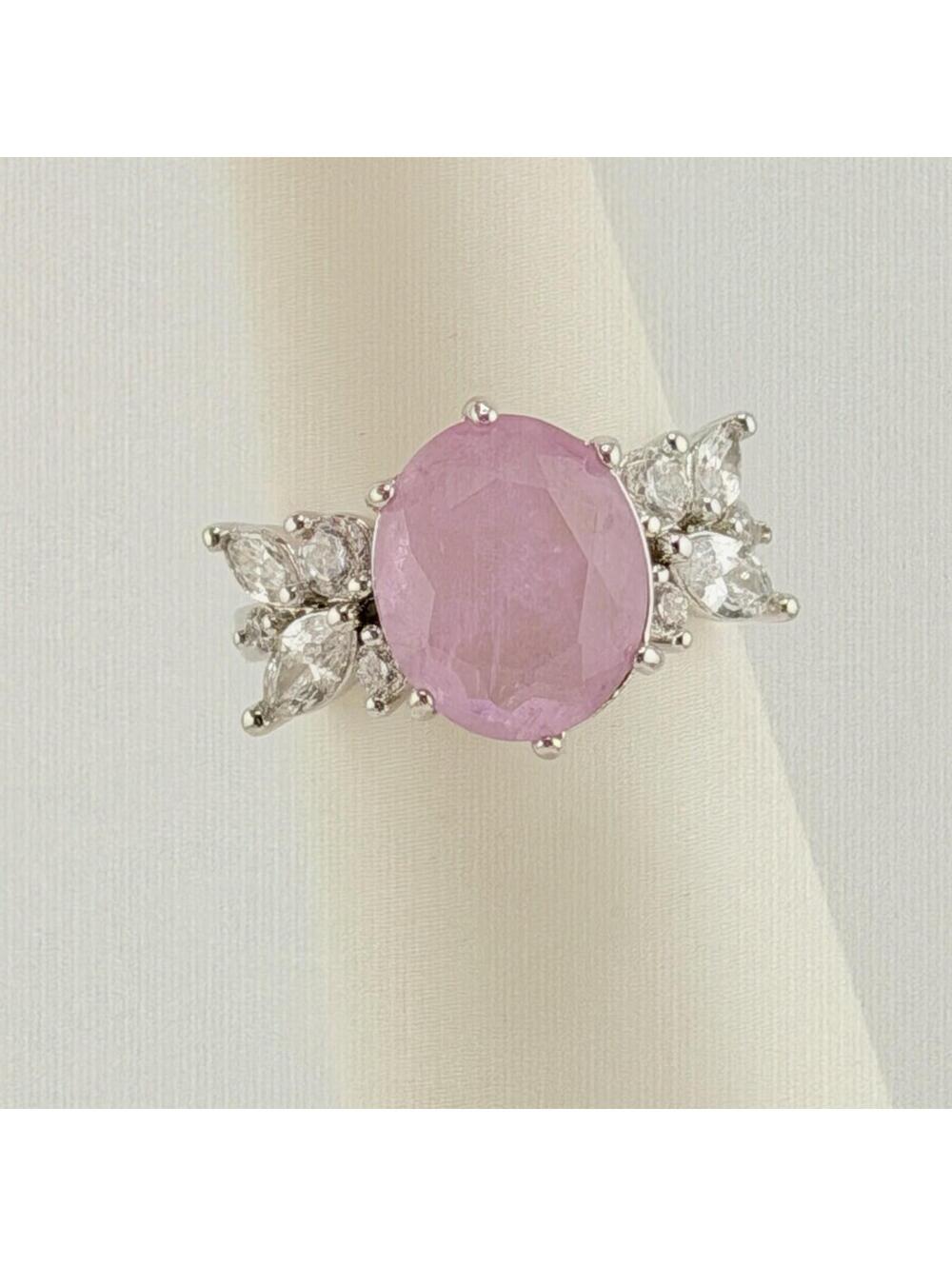 Bomb Party RG76911 Ring Sz 9 "Carousel Heart" Purple Kunzite +Quartz on Rhodium